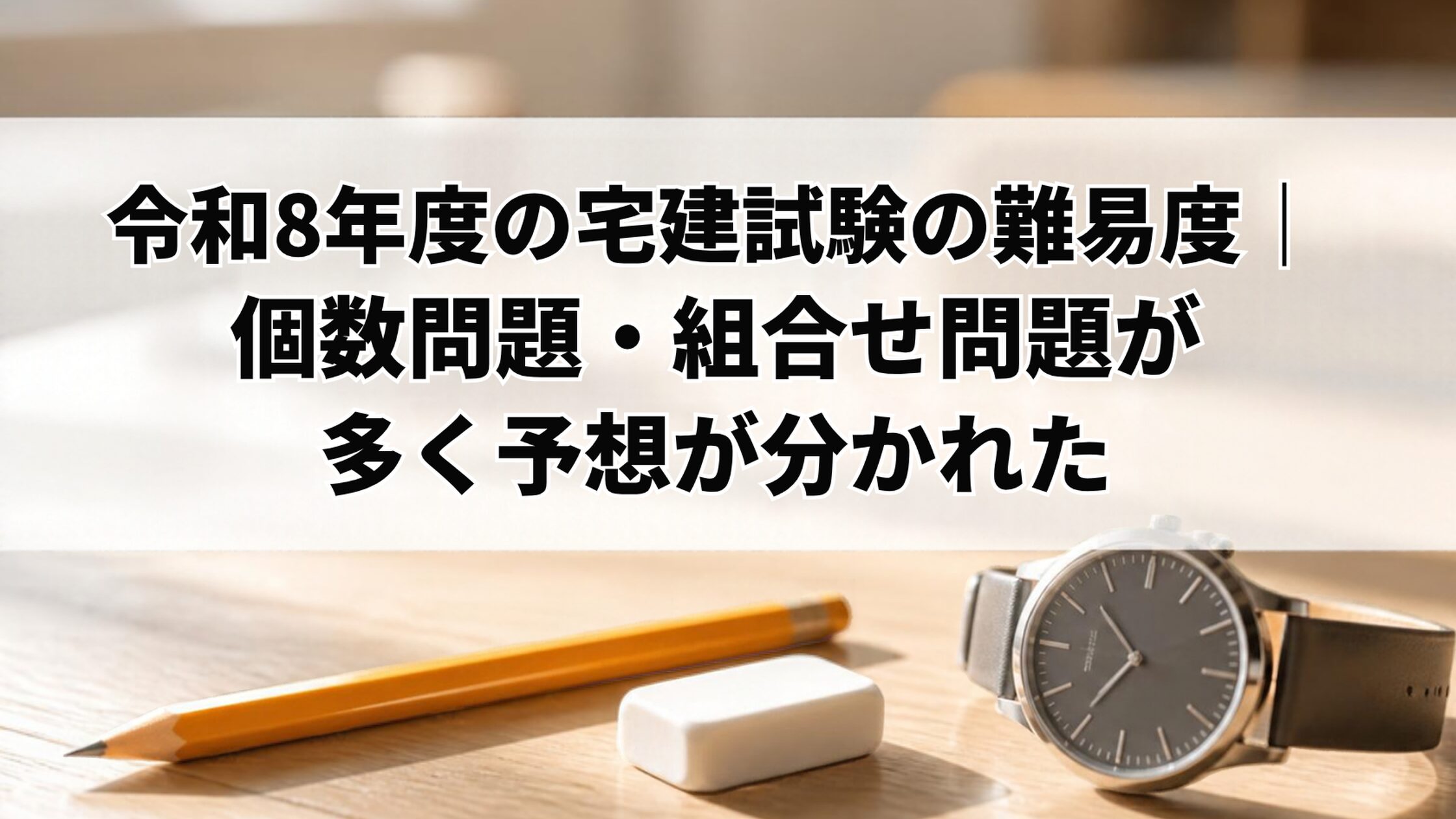 令和8年度の宅建試験の難易度｜個数問題・組合せ問題が多く予想が分かれた