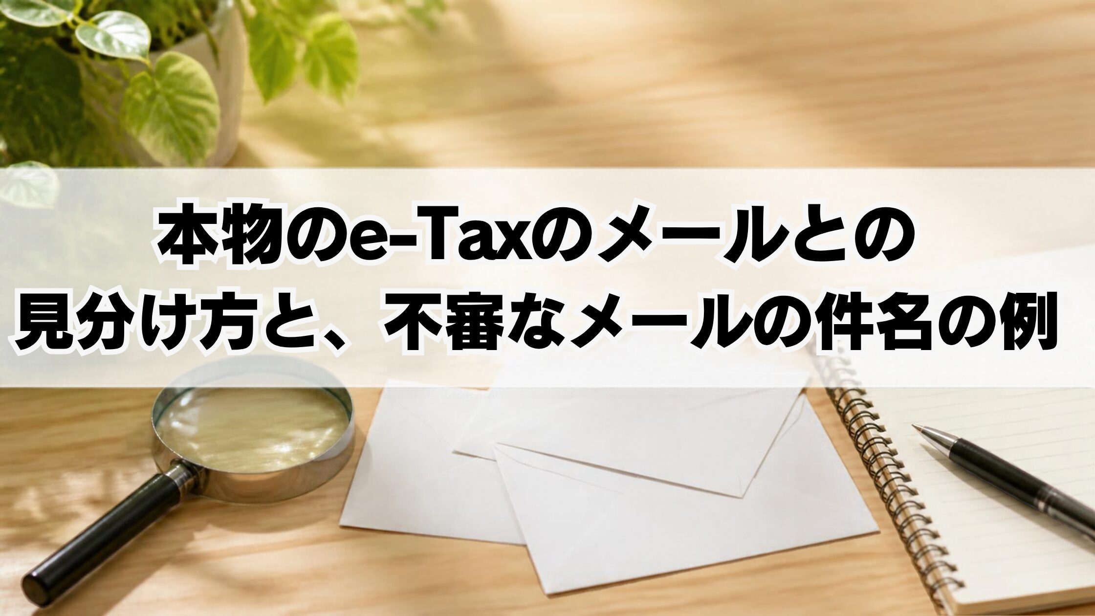 本物のe-Taxのメールとの見分け方と、不審なメールの件名の例