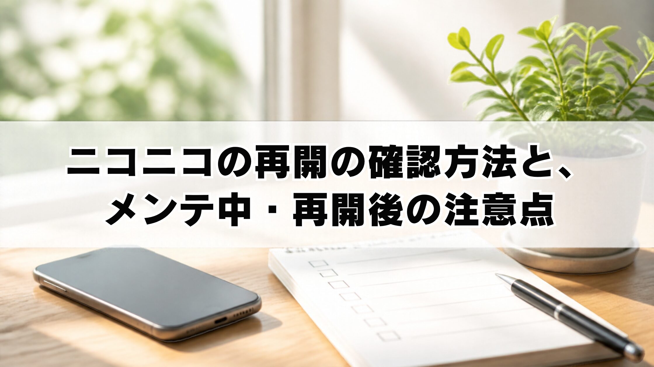 ニコニコの再開の確認方法と、メンテ中・再開後の注意点