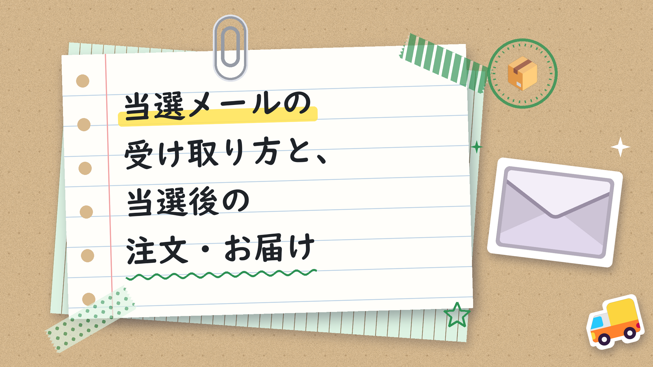 当選メールの受け取り方と、当選後の注文・お届け
